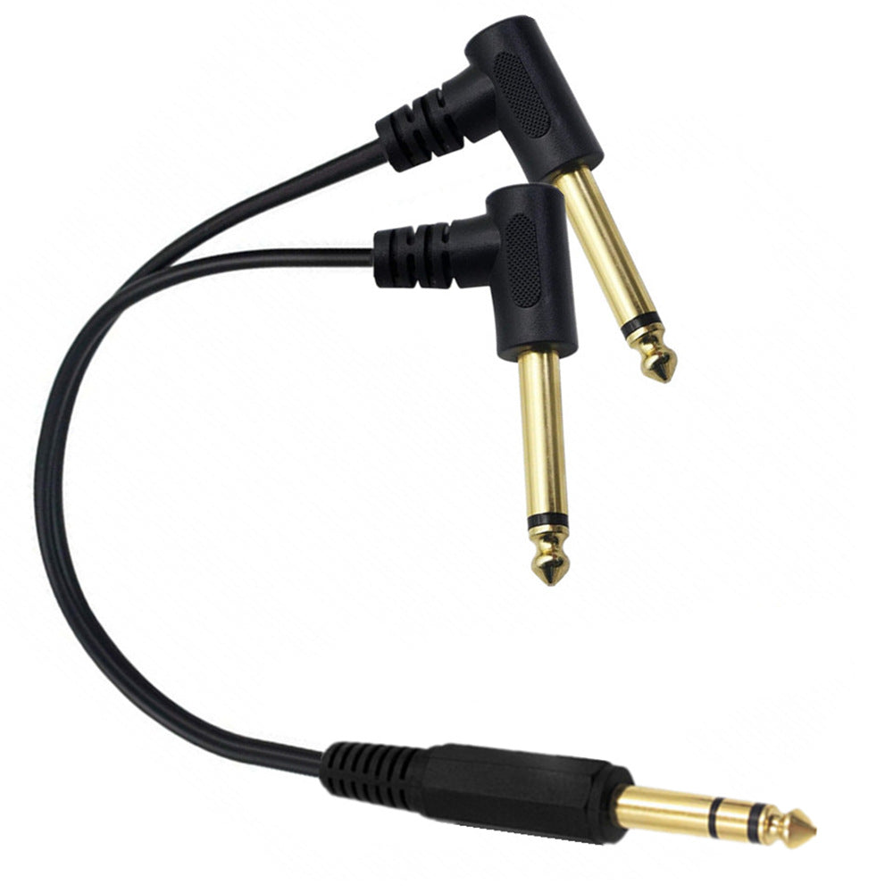6.35mm 1/4 inch TRS Stereo Male to Angled Dual 6.35mm Mono TS Male AUX Audio Y Splitter Cable