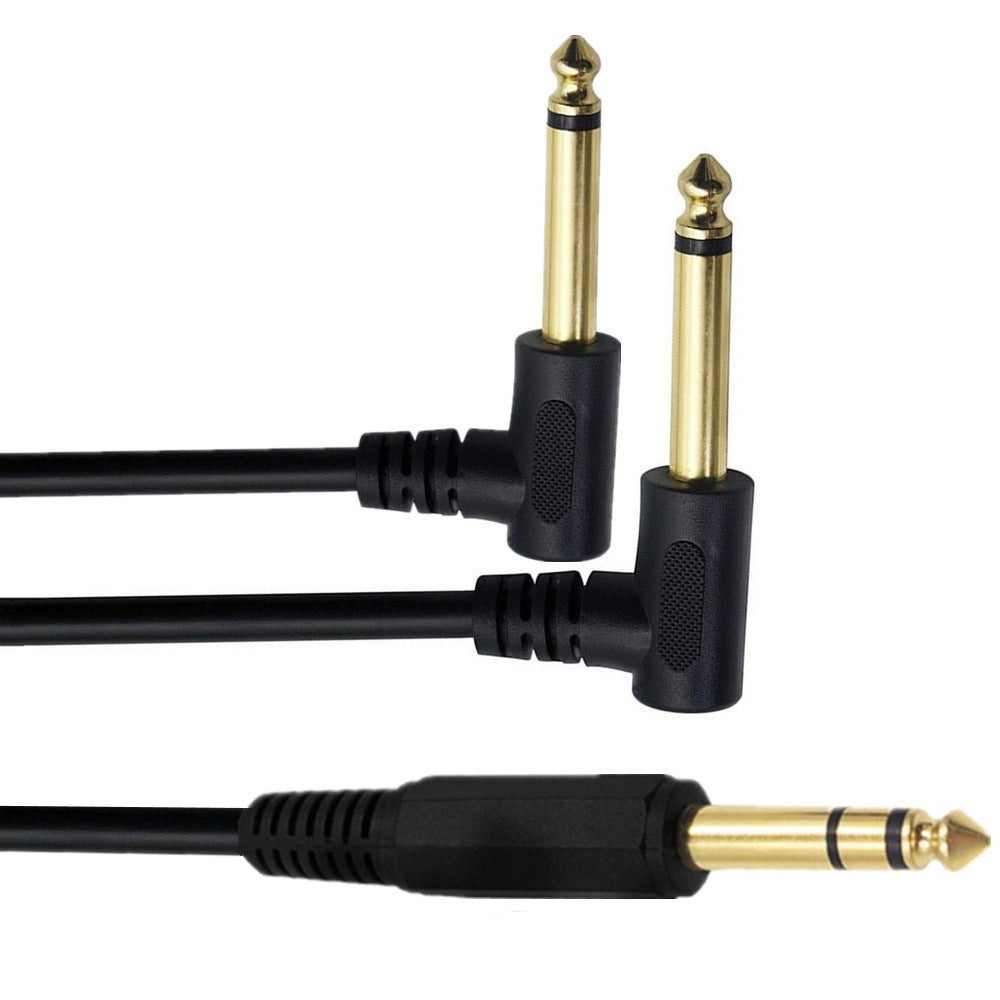 6.35mm 1/4 inch TRS Stereo Male to Angled Dual 6.35mm Mono TS Male AUX Audio Y Splitter Cable
