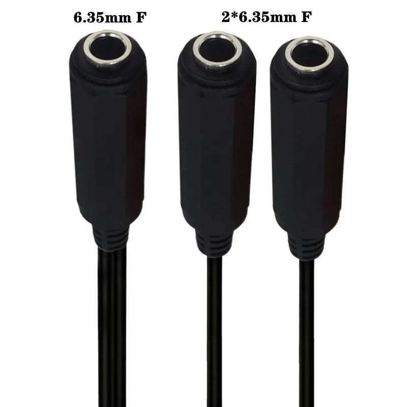 6.35mm Female to Dual 6.35mm Female Stereo Jack Audio Extension Cable, 1/4" TRS to 2 x 1/4" TRS Y Splitter