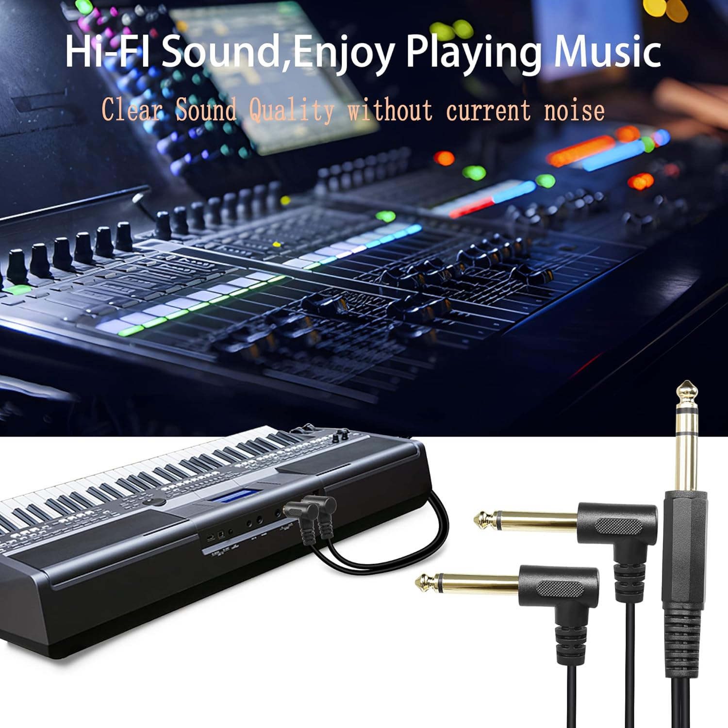 6.35mm 1/4 inch TRS Stereo Male to Angled Dual 6.35mm Mono TS Male AUX Audio Y Splitter Cable