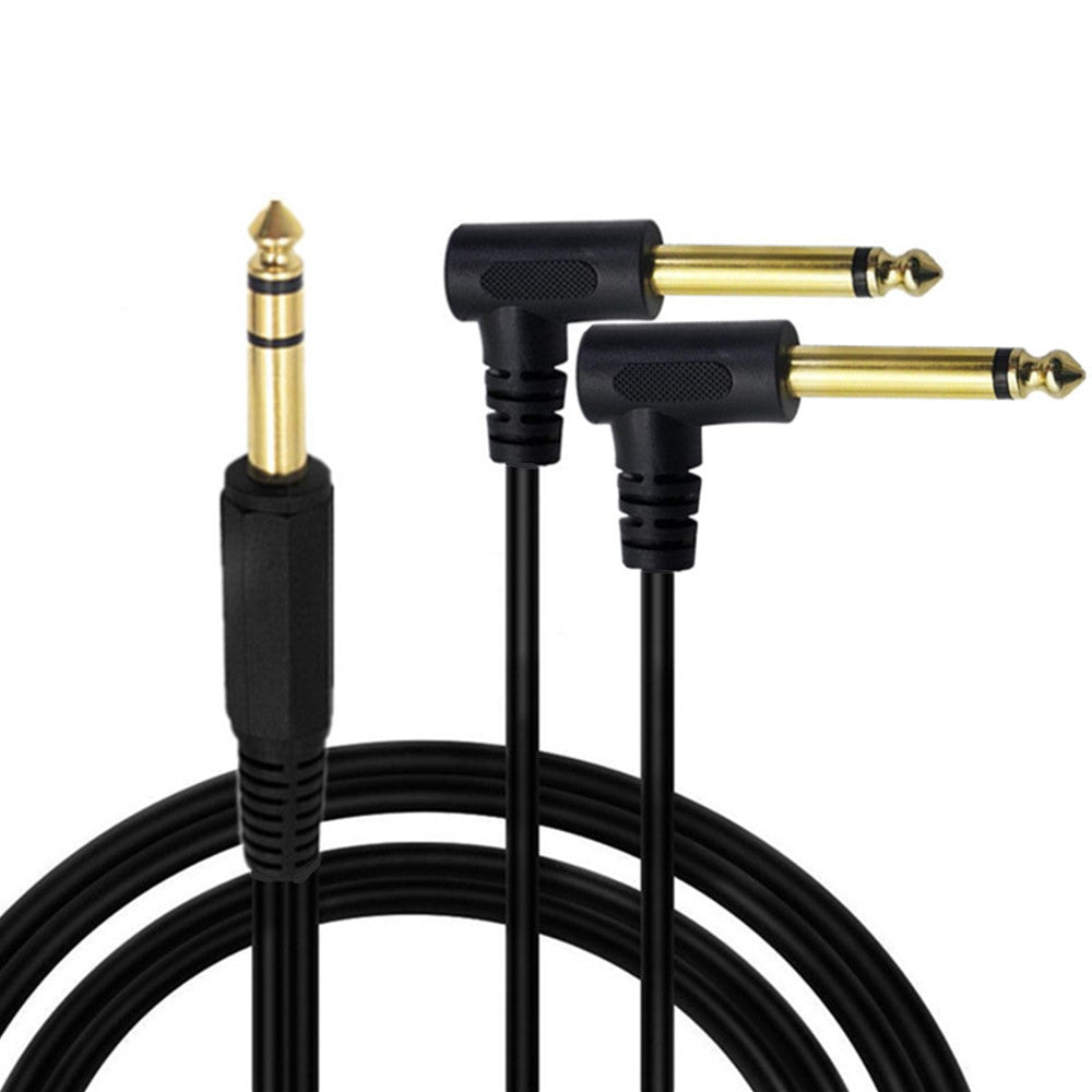 6.35mm 1/4 inch TRS Stereo Male to Angled Dual 6.35mm Mono TS Male AUX Audio Y Splitter Cable