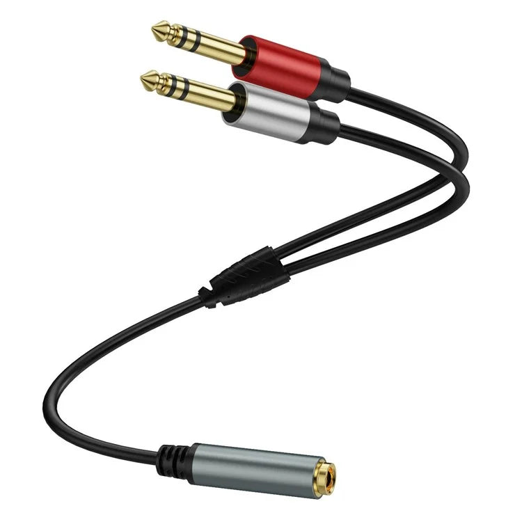 6.35mm Female Jack to 2 x 1/4" Male Plug Stereo Audio Adapter Y Splitter Speaker Cable