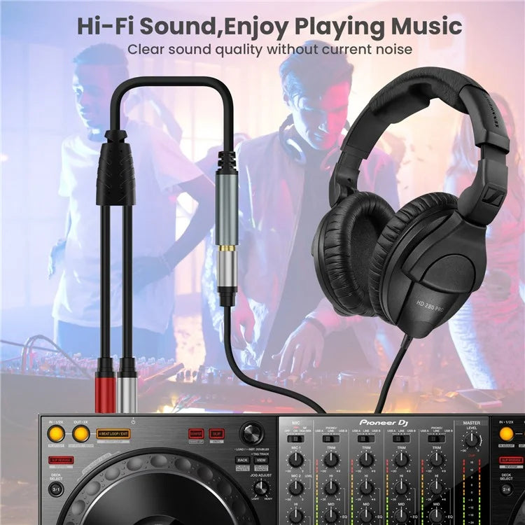 6.35mm Female Jack to 2 x 1/4" Male Plug Stereo Audio Adapter Y Splitter Speaker Cable