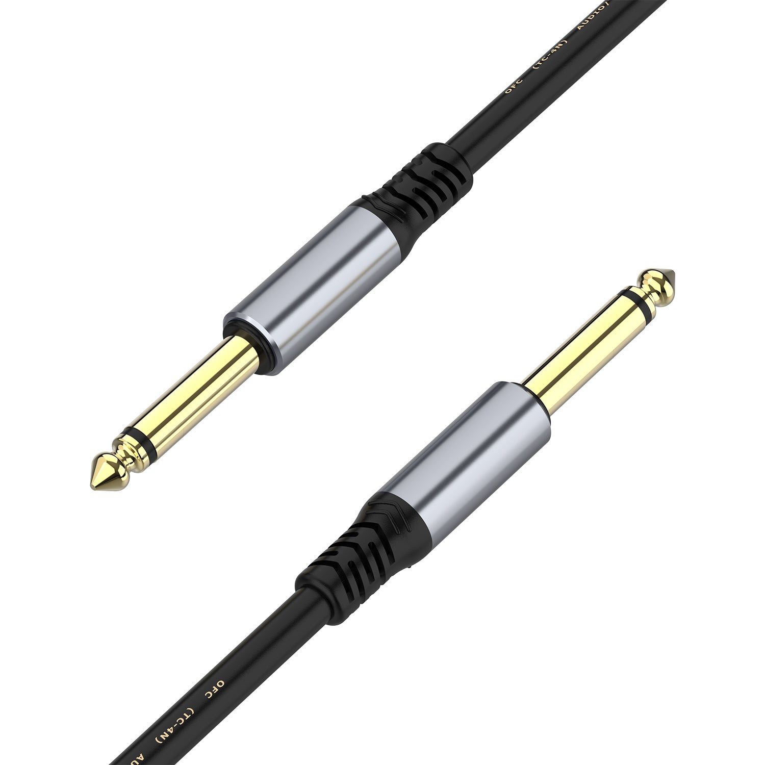 6.35mm 1/4 inch mono and TRS stereo male to male jack cable for guitar, bass, keyboard and amplifier connections