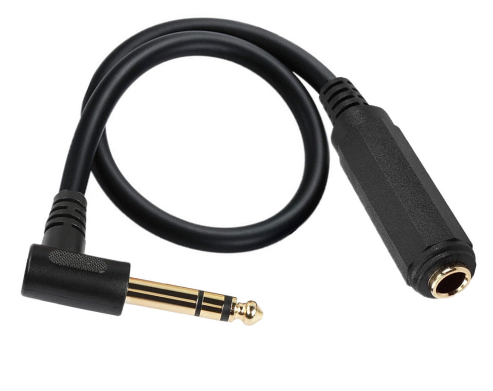 Black 6.35mm instrument extension lead for guitar