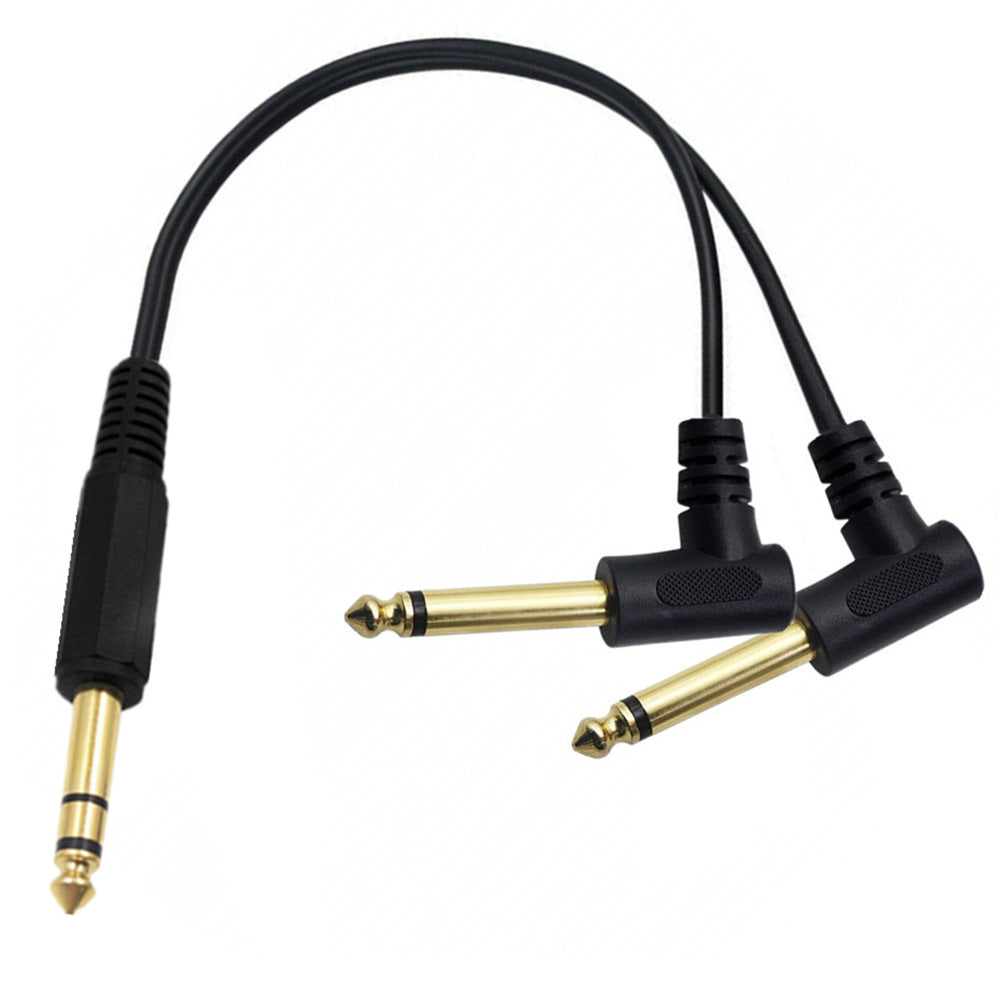 Dual mono 1/4 inch TS splitter cable with angled connector