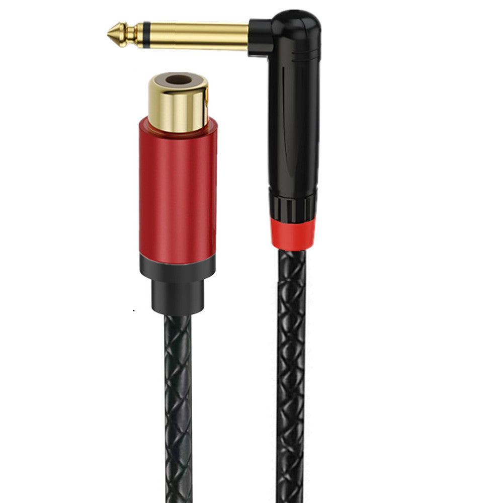 6.35mm mono male to RCA female braided audio cable with gold-plated connectors
