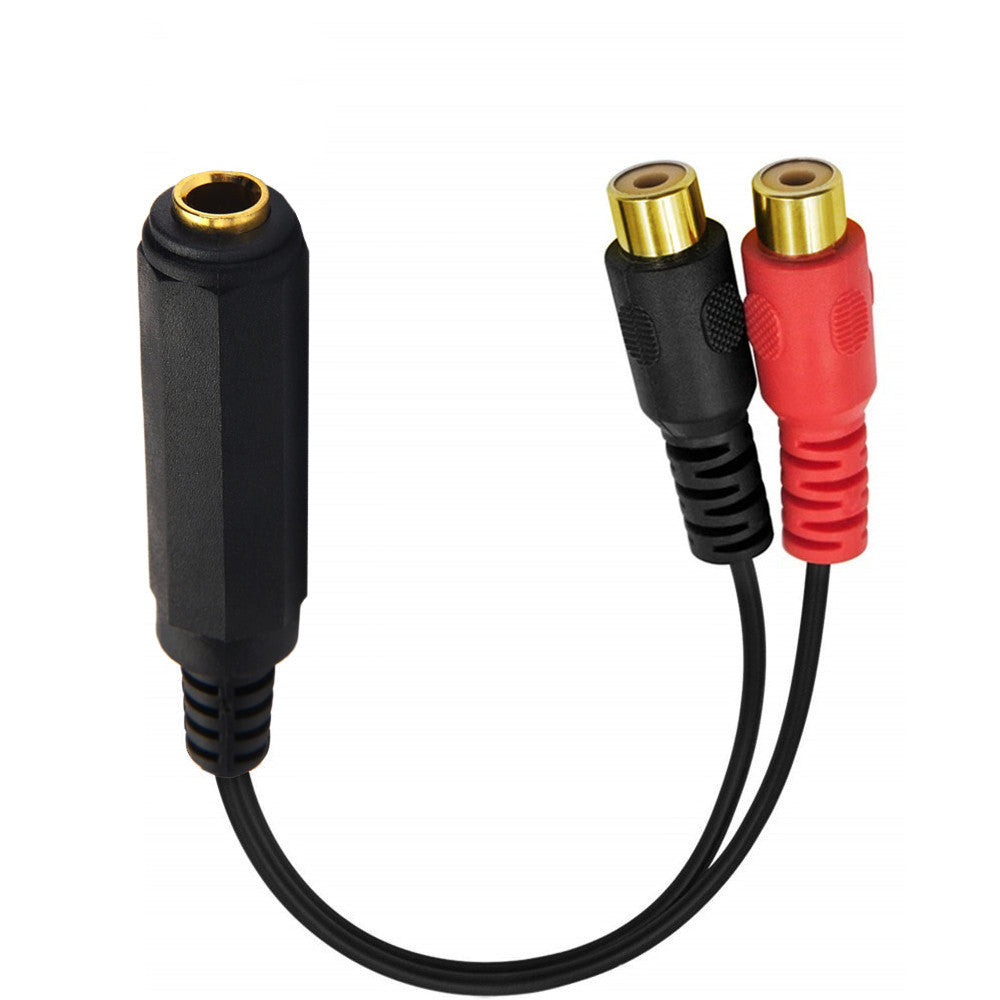 20cm 6.35mm (1/4”) Stereo Female Jack to Dual RCA Female Y Splitter Audio Cable