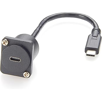 USB C Panel Mount Extension Cable, USB 3.1 Type C Female to Male Mount Socket