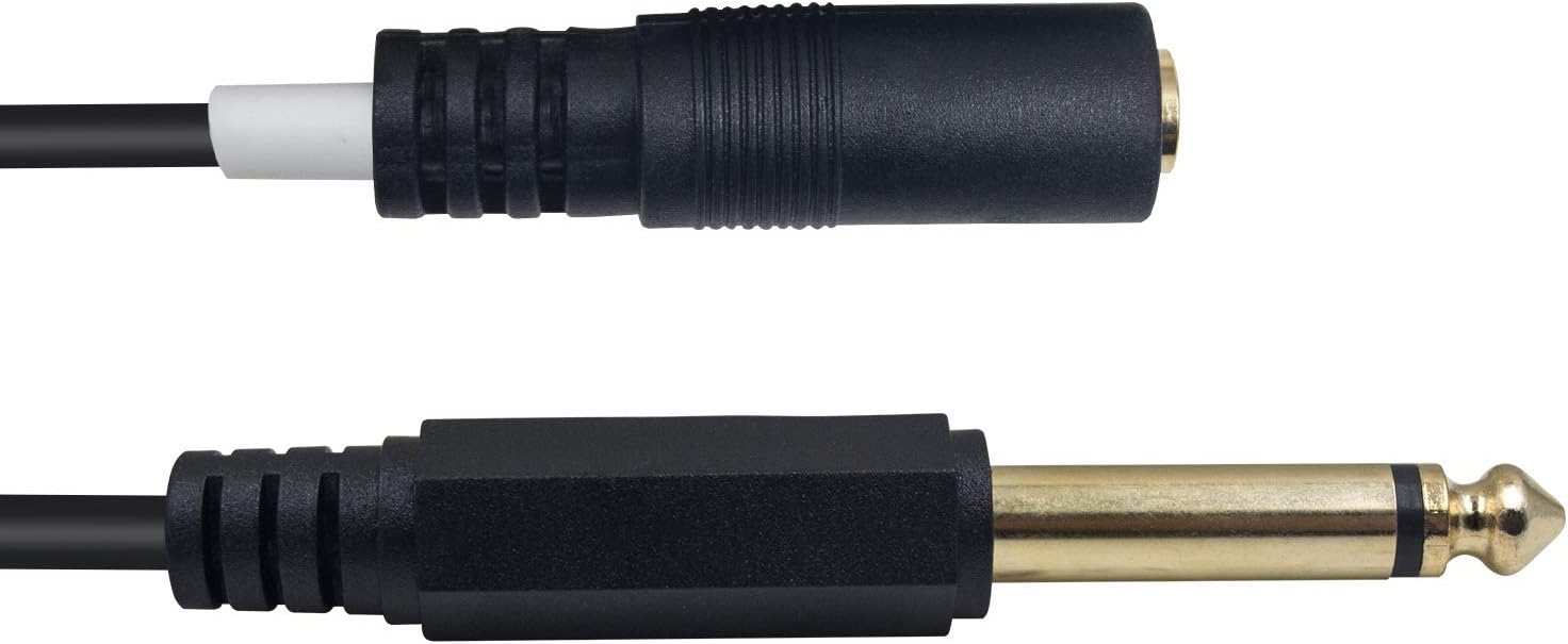 6.35mm 1/4 Inch Male to 3.5mm 1/8 Inch Female TS Mono Audio Jack Aux Extension Cable