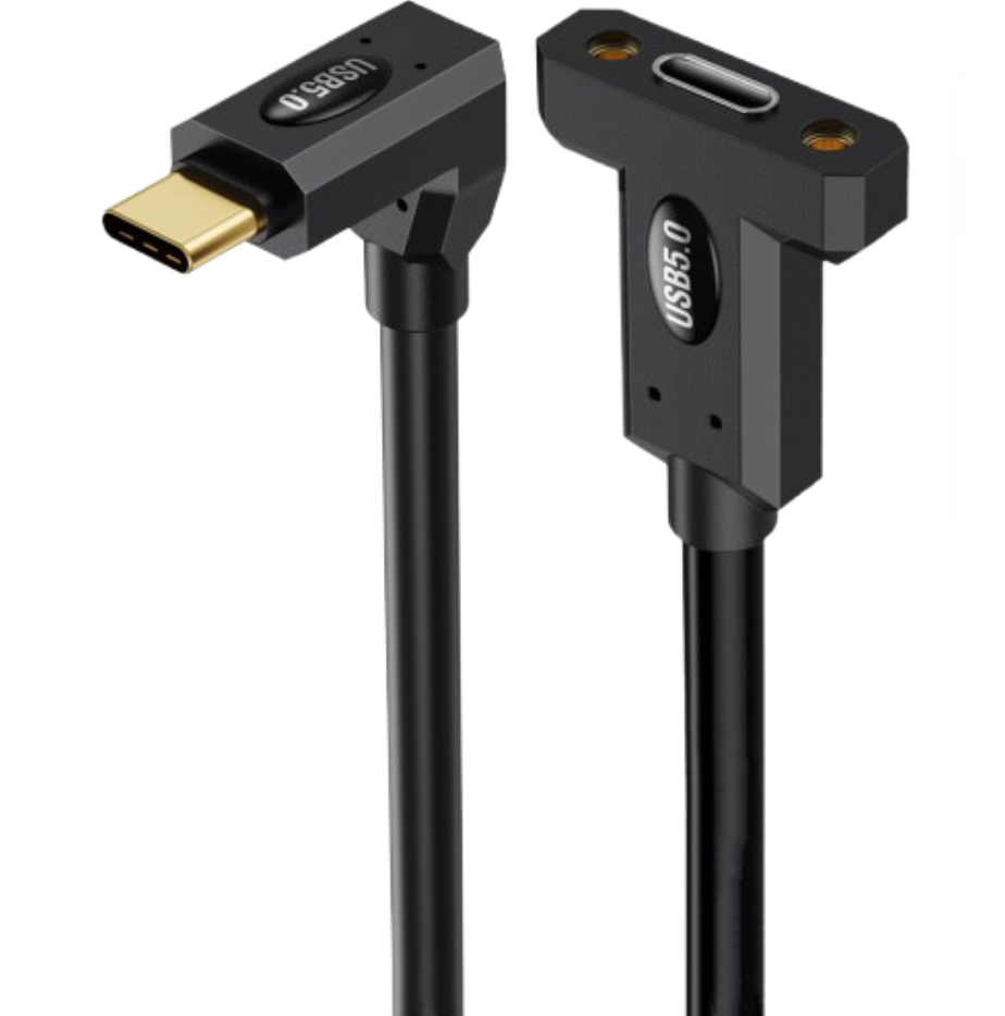 USB 5.0 Type-C Male to Female Panel Mount Cable – 80Gbps, 240W Charging, 16K/Dual 8K Display Support