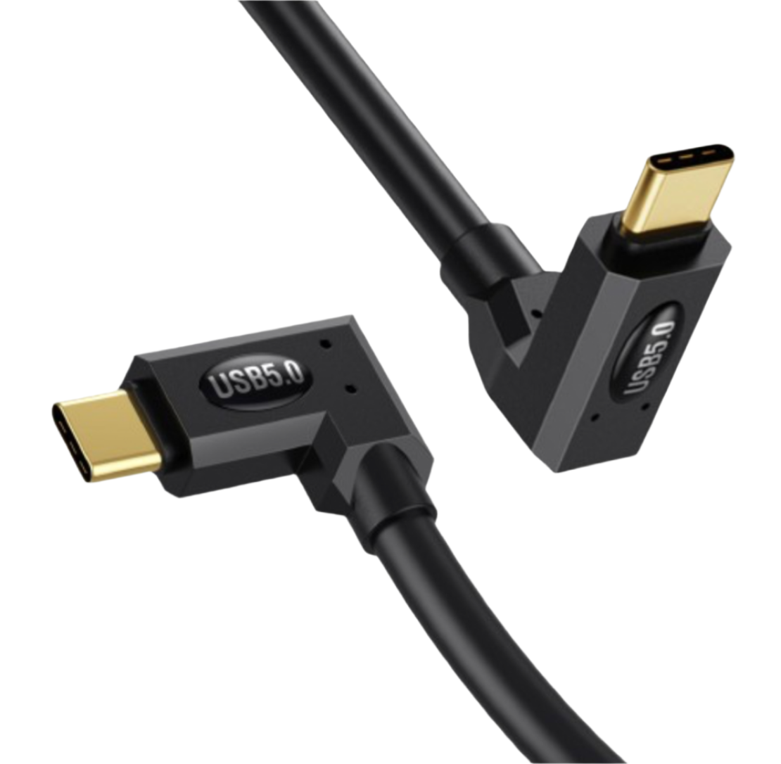 USB 5.0 Retractable Thunderbolt Cable | USB C to USB C Coiled | 80Gbps, 240W PD, 16K/8K Ultra HD 1m