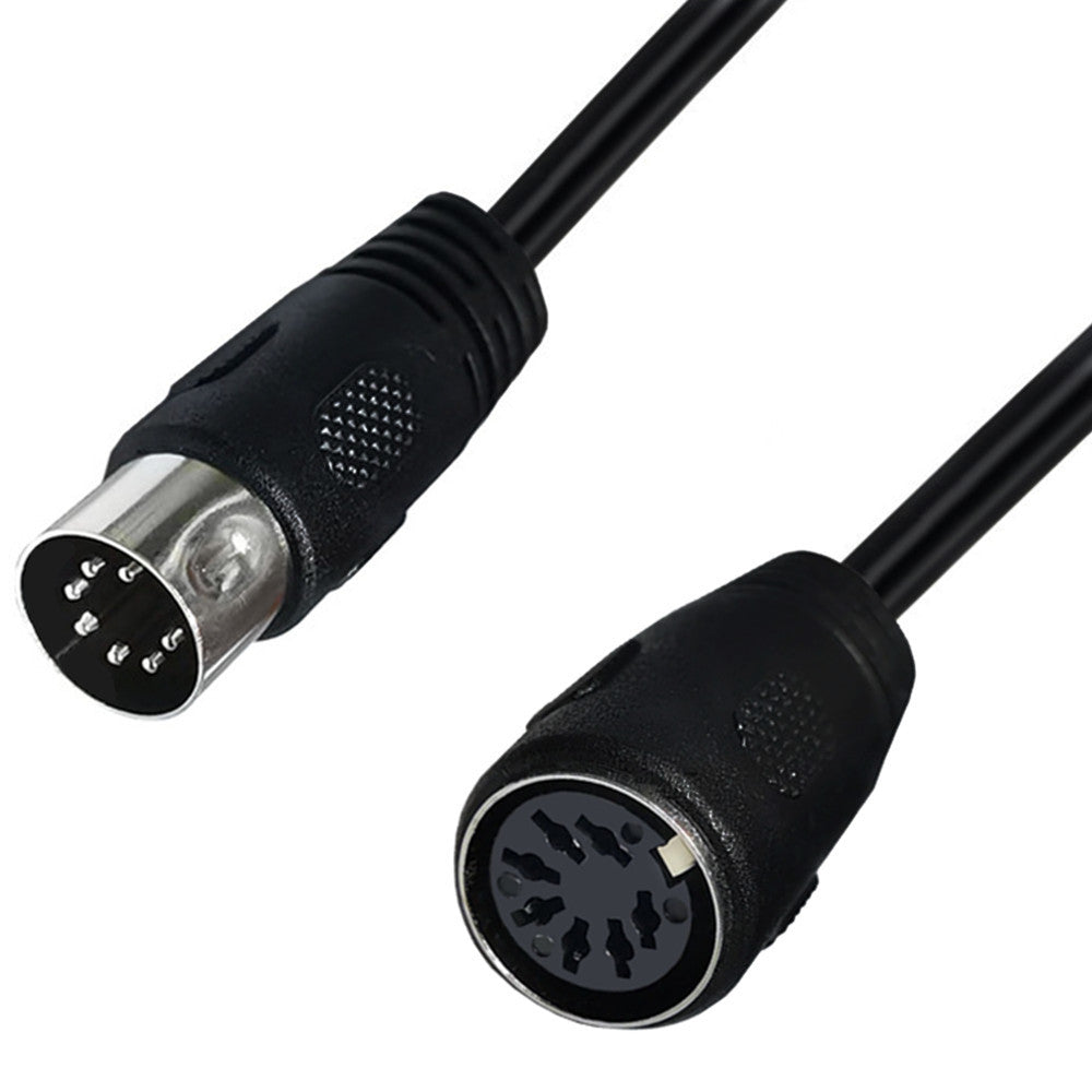 close up of 7 pin DIN connector audio cable
