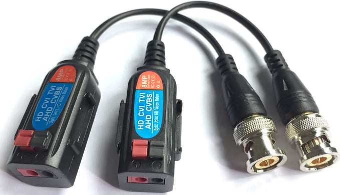 8MP CCTV Video Balun Pair BNC to UTP – HD-TVI CVI AHD CVBS