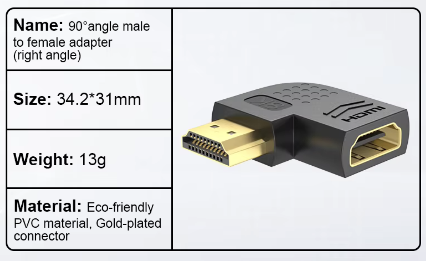 8K HDMI right angle adapter HDMI male to female 90 degree