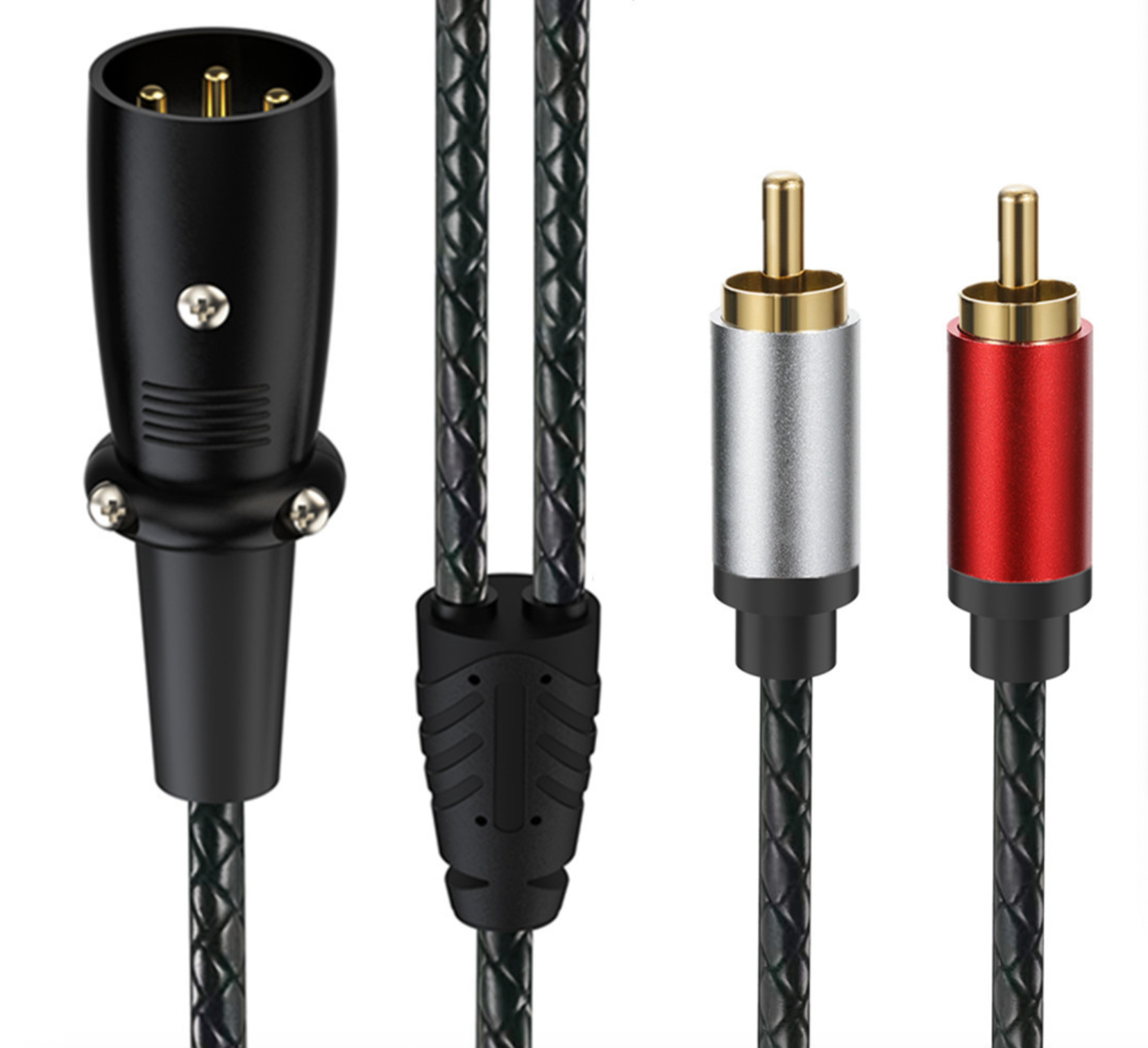 XLR Male to Dual RCA Male Y Splitter Cable – 3 Pin XLR to 2 RCA Stereo Audio Adapter for Microphone, Mixer & Amplifier