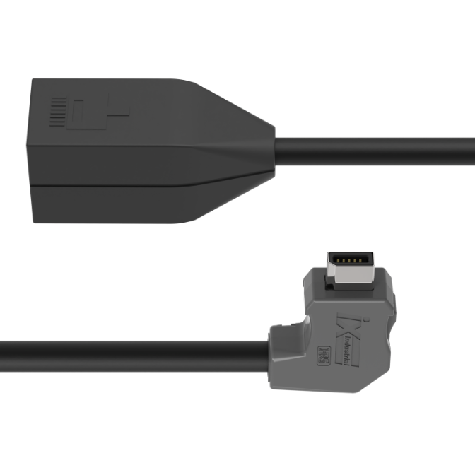 Shielded IX A-key to RJ45 female Ethernet cable assembly
