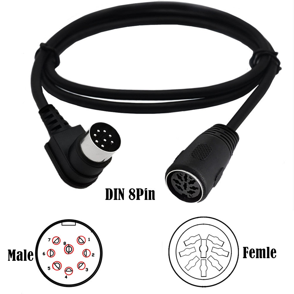 8 pin DIN male to female extension cable