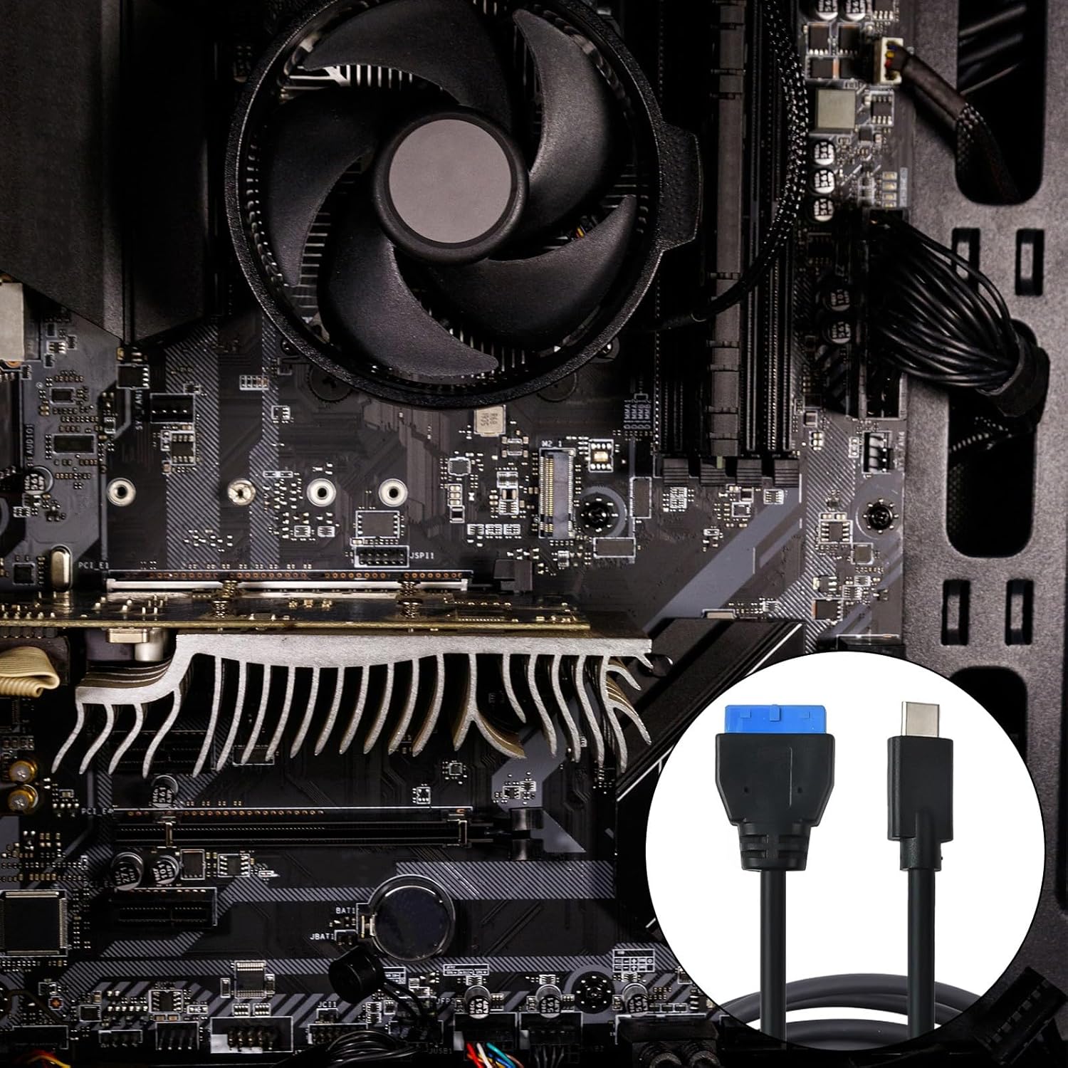 USB-C to 20 Pin Internal Header Extension Cable – Type-C Male to IDC 20 Pin Female Front Panel Adapter (1m, 5Gbps)
