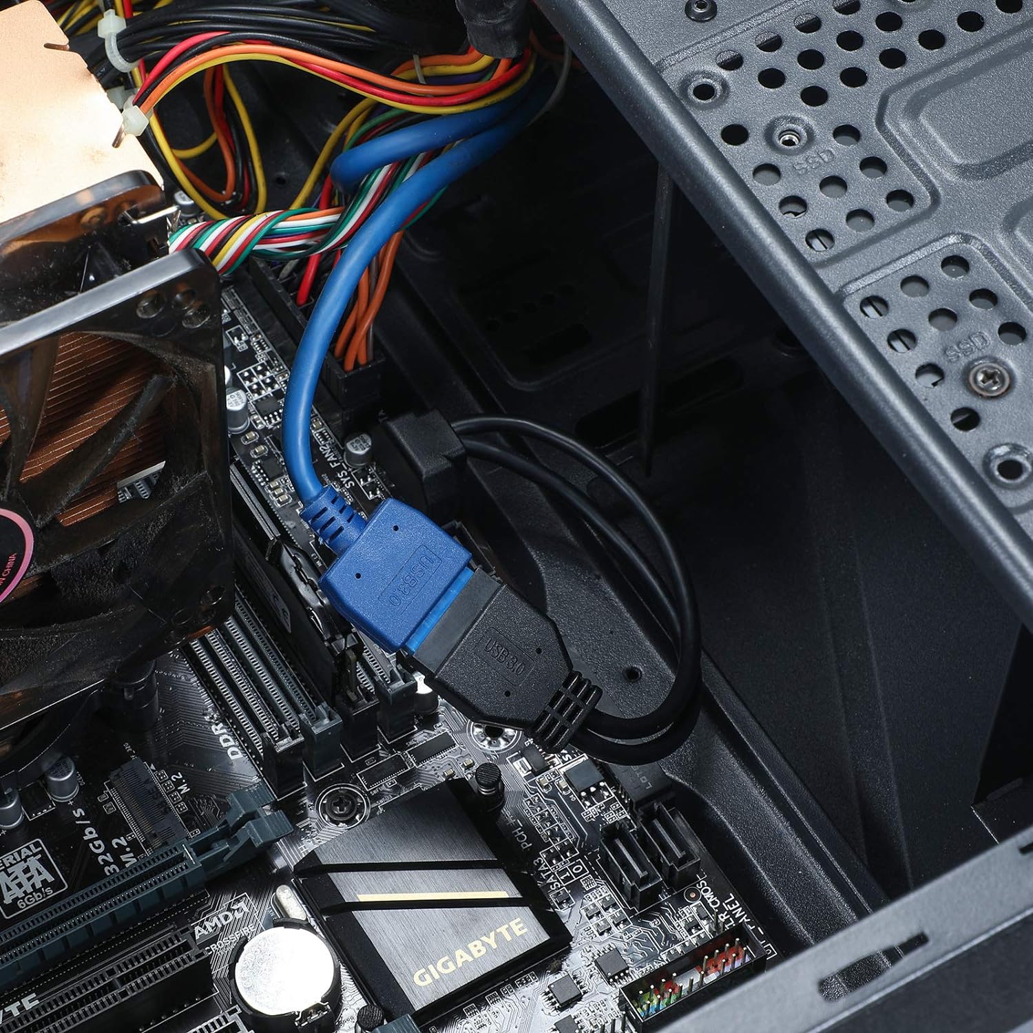 USB 3.0 Motherboard Front 19 Pin Male to 19 Pin Female Angled Extension Cable