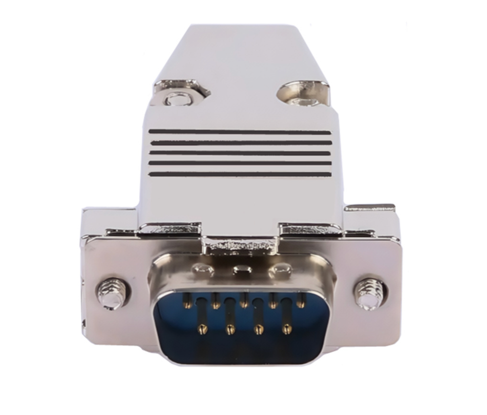 DB9 Male Connector with Metal Housing | Blue Plastic Insert | RS232 Serial Adapter