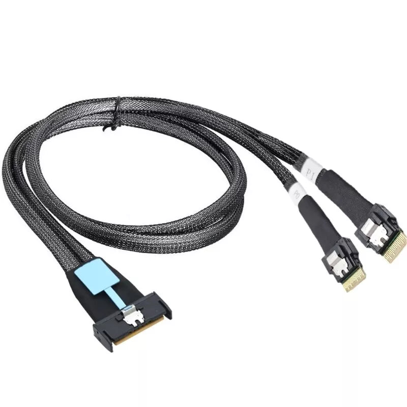 PCIE Gen 5.0 Slimline SAS MCIO 8X 8i 74P to Dual 2 x SFF-8654 4i Server Expansion Data Cable