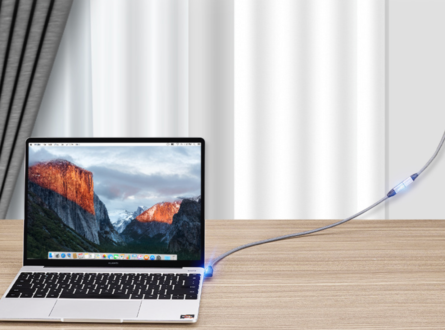 USB-C extension cable with side-elbow connector, 100W PD, 20Gbps data, and 4K support