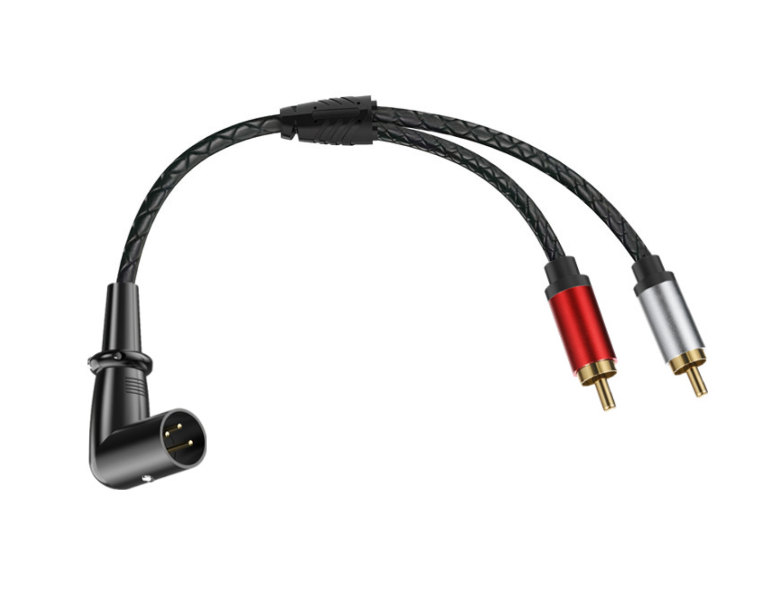 XLR Angled Male to Dual RCA Male Y Splitter Cable – 3 Pin XLR to 2 RCA Stereo Audio Adapter for Mic, Mixer & Amplifier