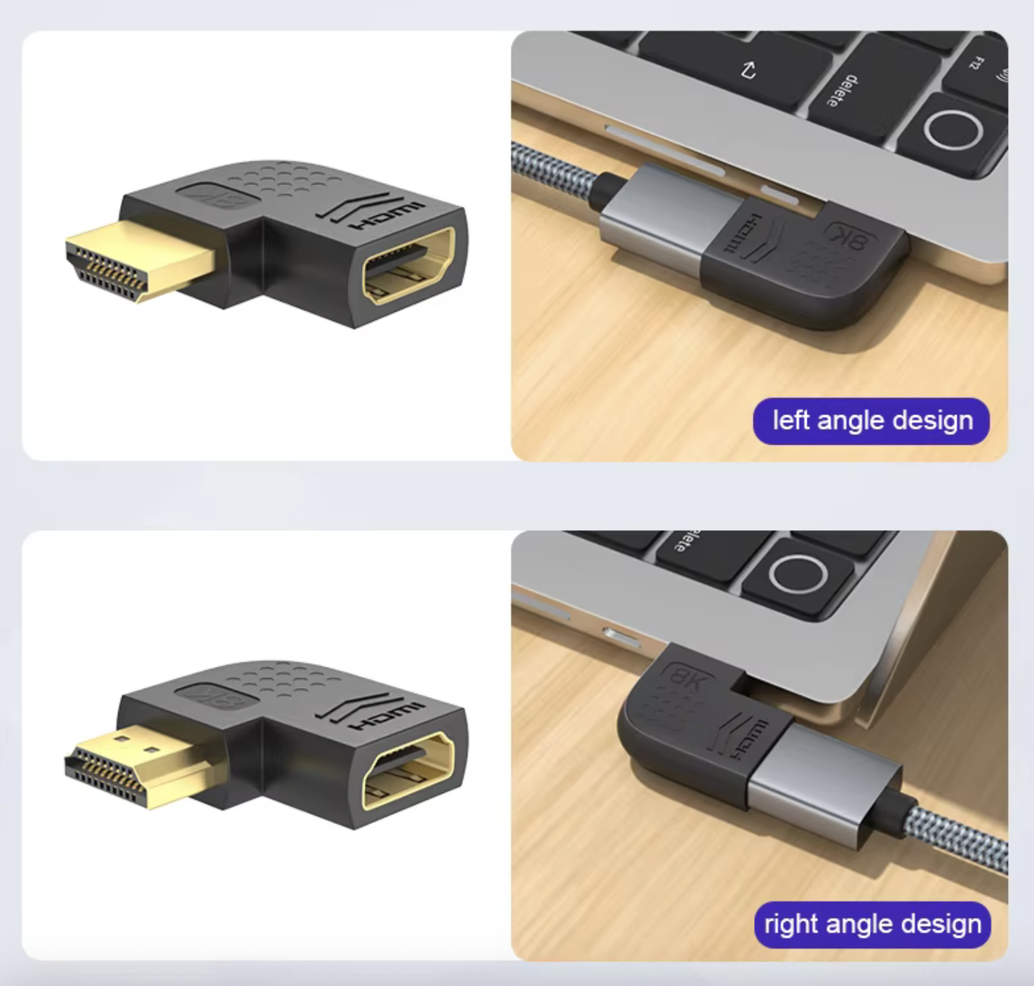 8K HDMI right angled adapter HDMI male to female 90 degree connector