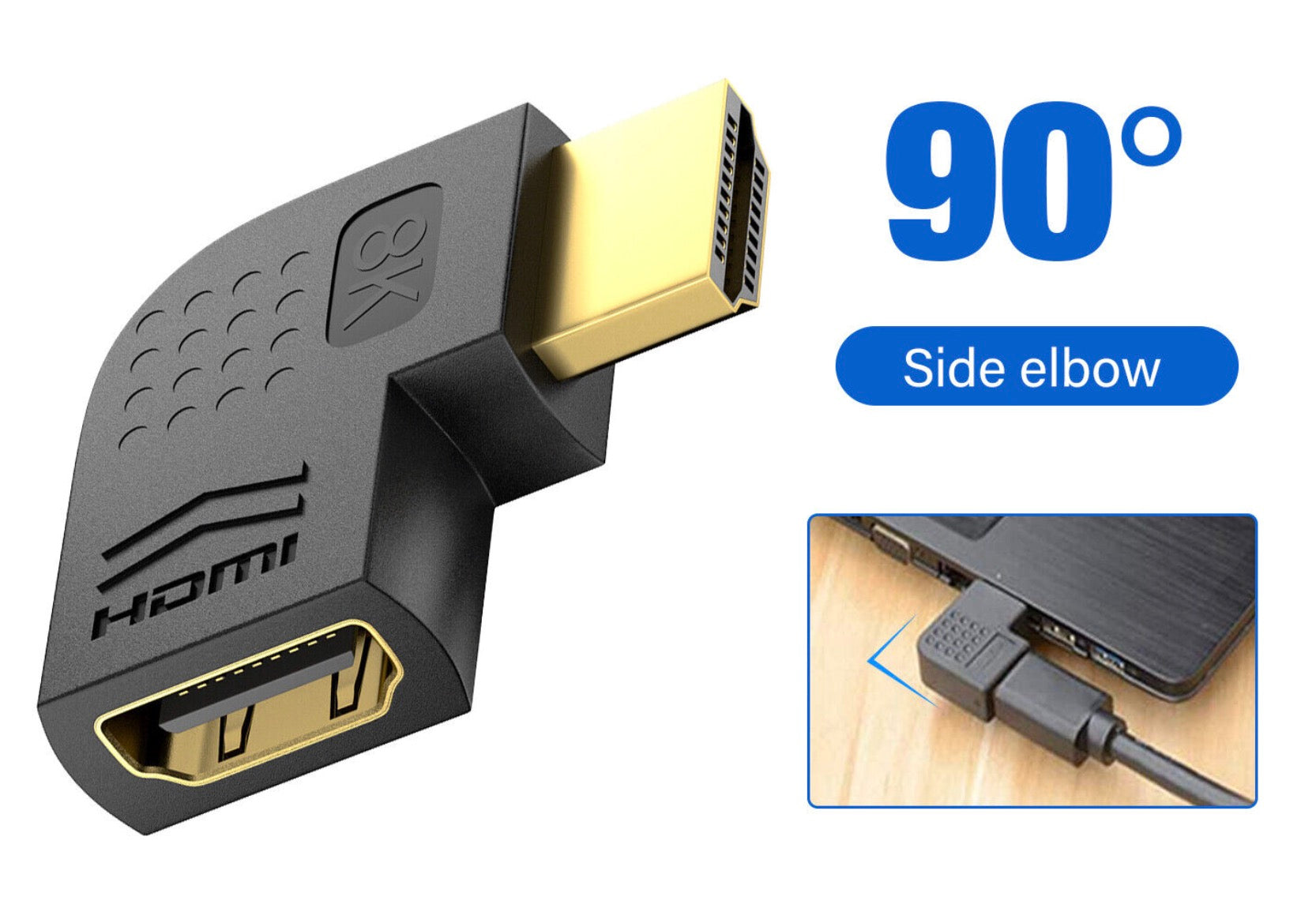 8K HDMI right angle adapter HDMI male to female connector