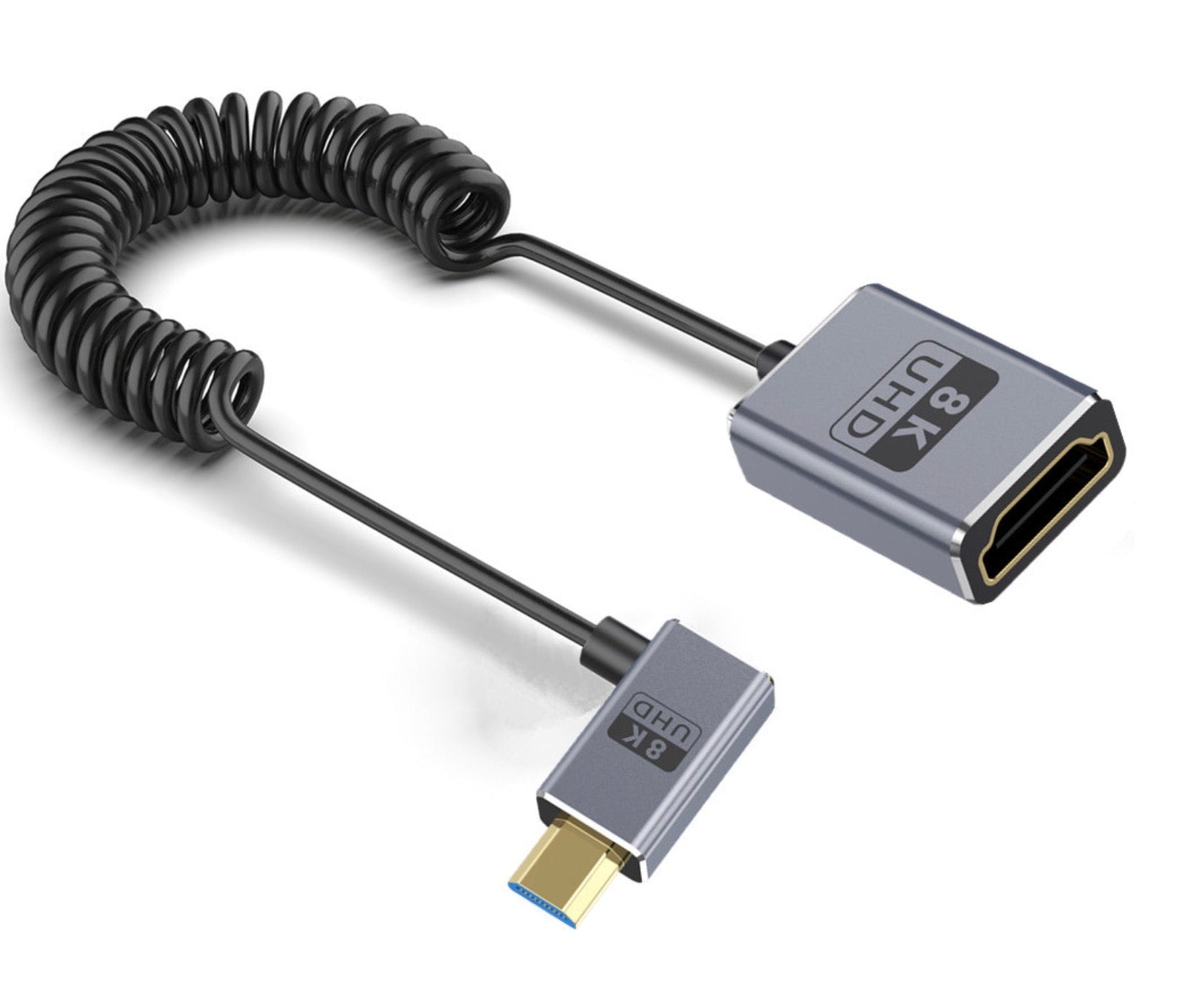 Ultra Thin 8K Micro HDMI Extension Cable Micro HDMI Male to HDMI Female Coiled 0.7m
