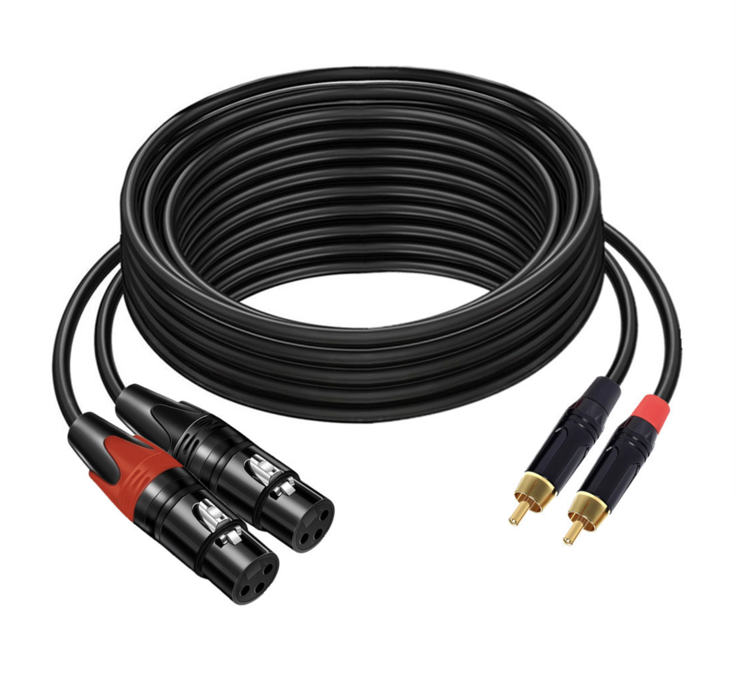 Dual RCA to XLR Audio Cable – Balanced to Unbalanced Stereo Adapter | 2 RCA Male to 2 XLR Female