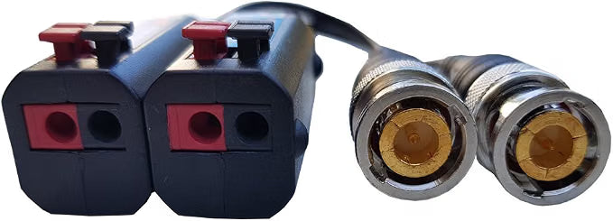 8MP CCTV video balun pair with BNC male connectors and push terminals