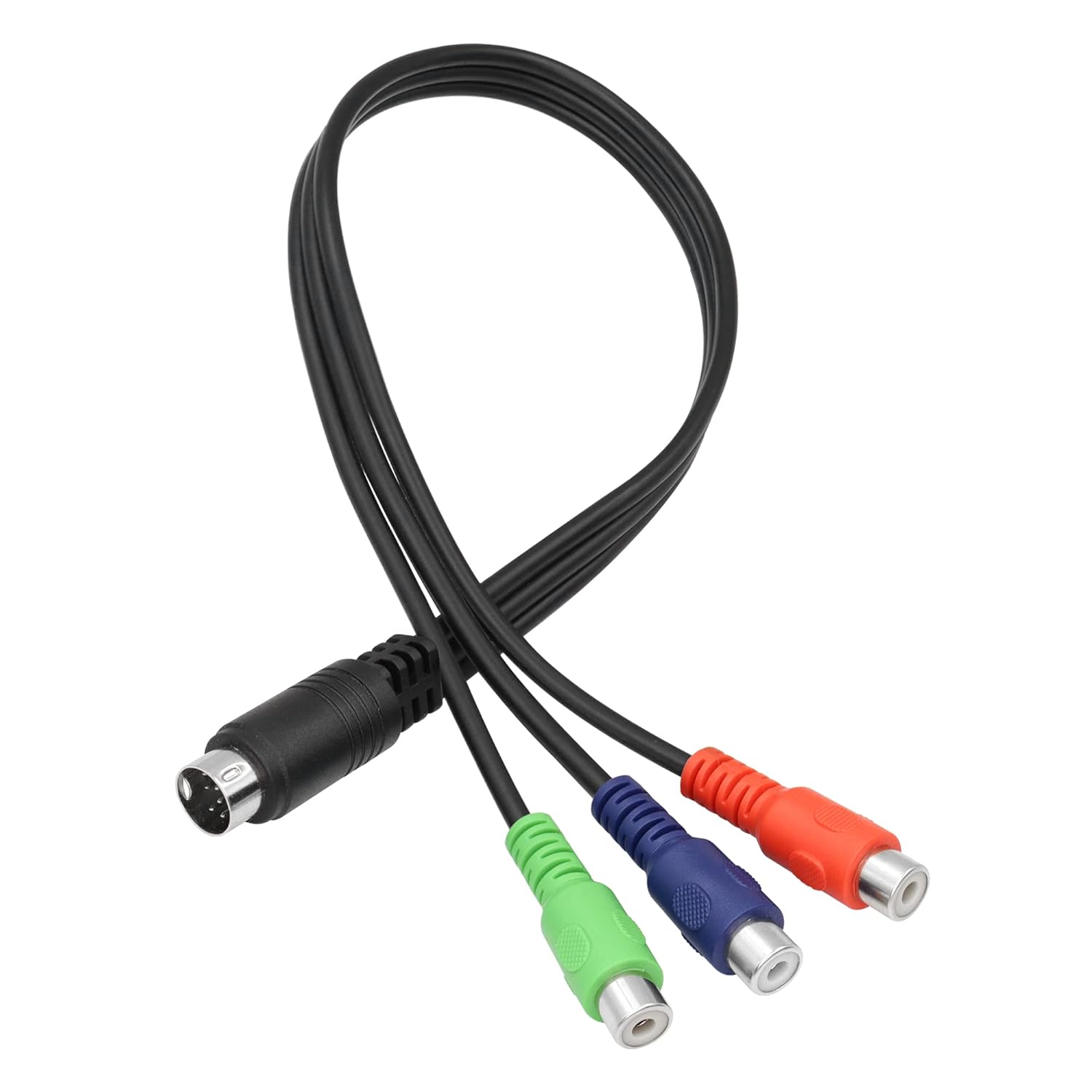 9-pin DIN adapter cable with red green and blue RCA component connectors
