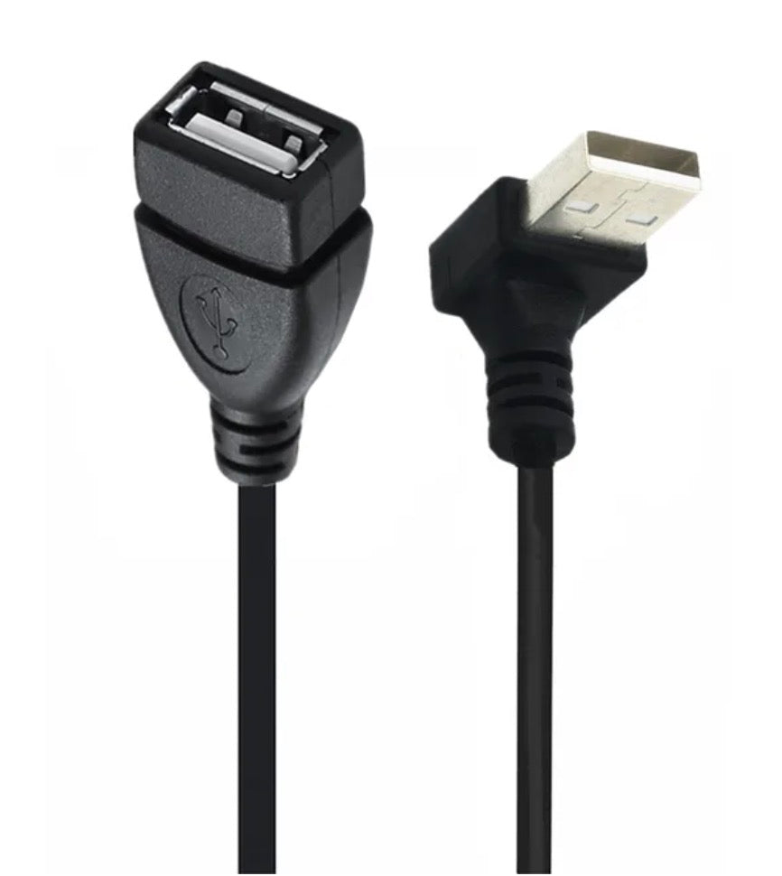 90 degree USB Type-A male to USB Type-A female extension lead 30cm