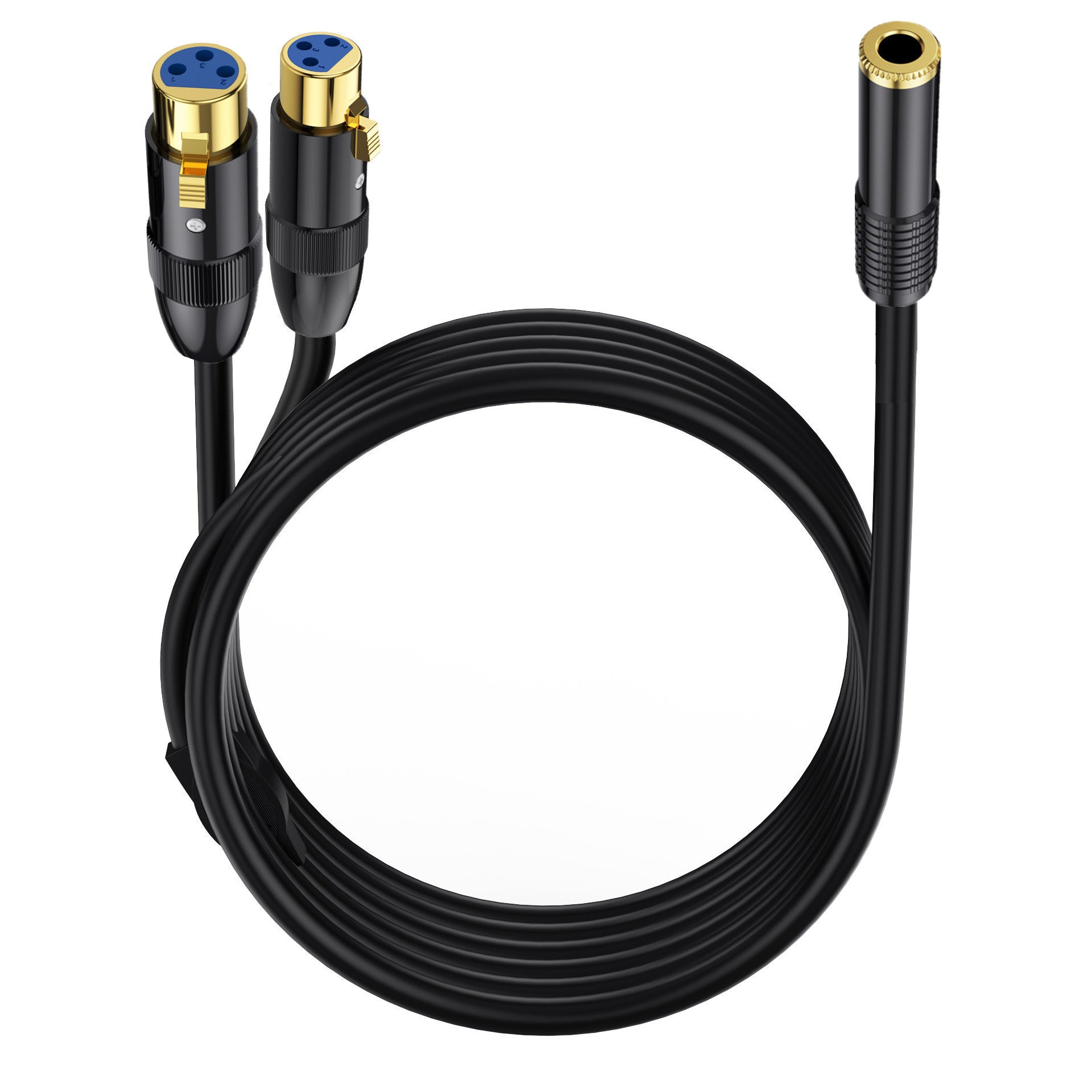 6.35mm 1/4" TRS Female to Dual XLR 3 Pin Female Y Splitter, TRS to XLR Dual Channel interconnect Audio Cable