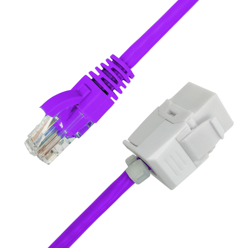 CAT6A U/UTP 23AWG consolidation point cable with RJ45 plug to keystone jack