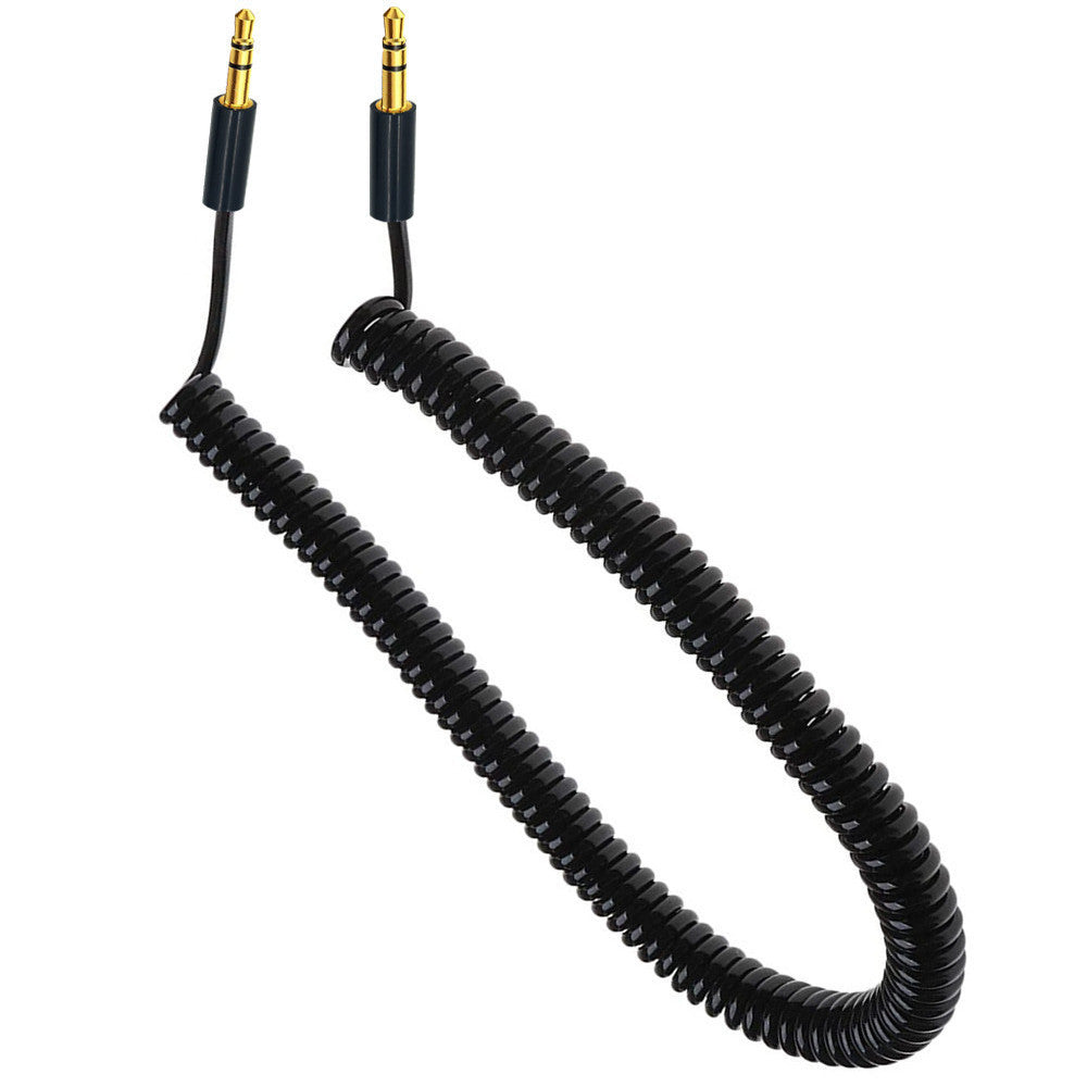Coiled AUX audio cable for car stereo and headphones