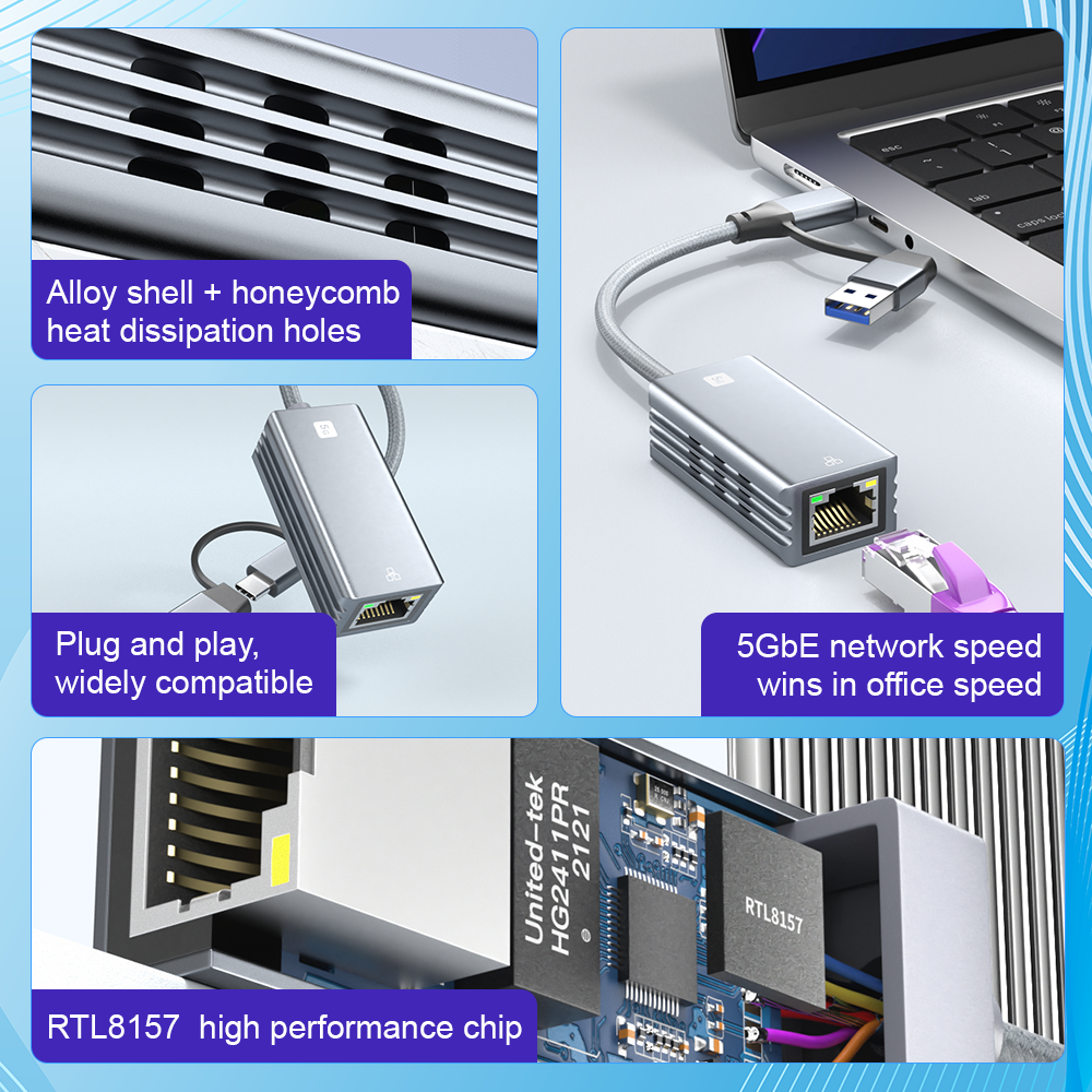 USB to RJ45 Ethernet adapter with gigabit speed support
