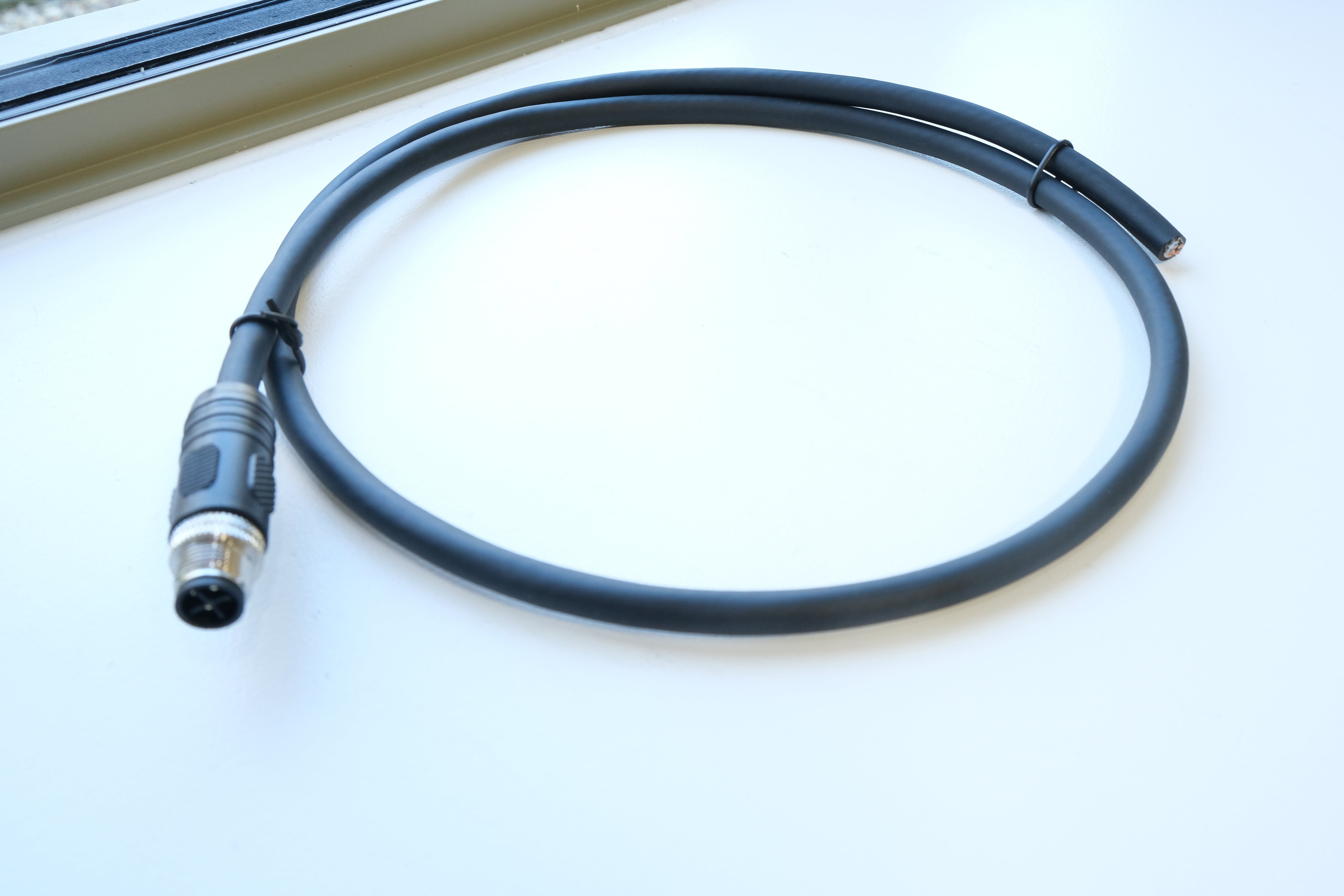 M12 S-Code 4 Position (3+PE) Male to Open Cable – Shielded PUR Drag Chain