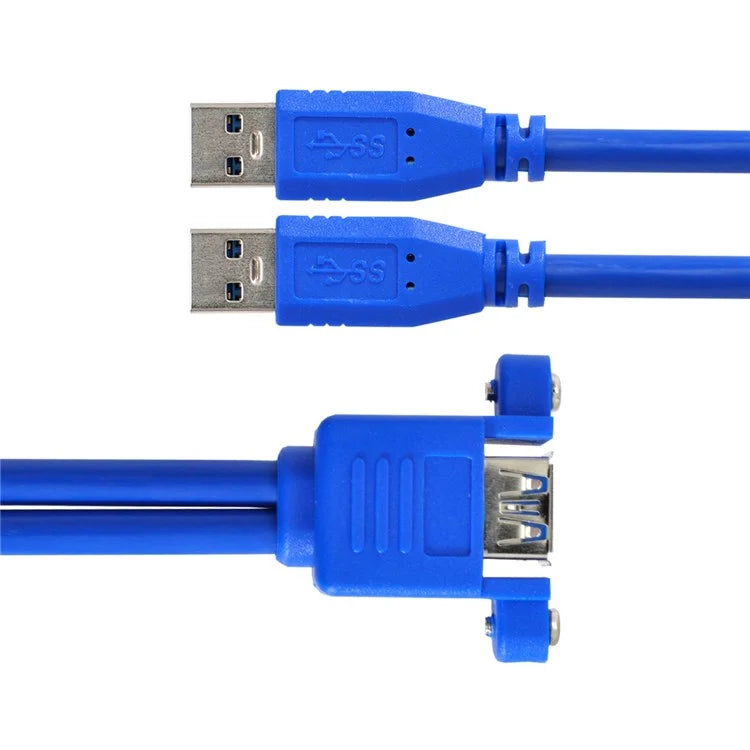 USB 3.0 Stackable Panel Mount Cable, Dual USB 3.0 A Male to Female Extension Connector 5Gbps