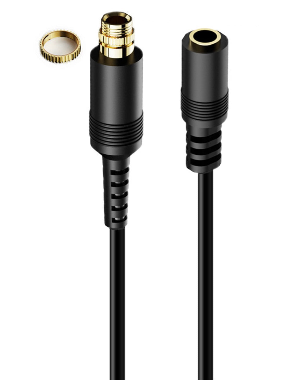 3.5mm stereo female to female panel mount AUX cable with locking nuts