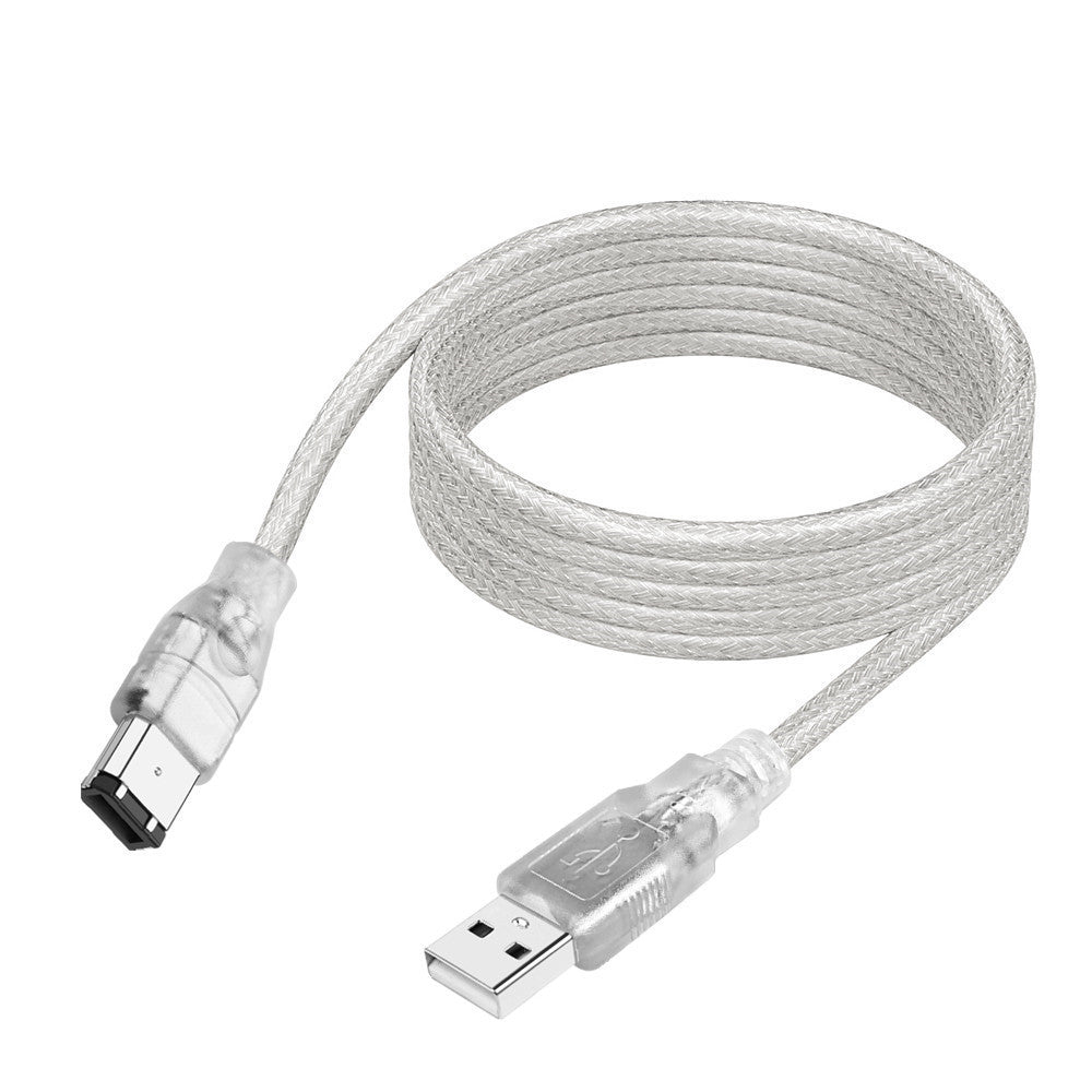 USB cable with braided design on a white background
