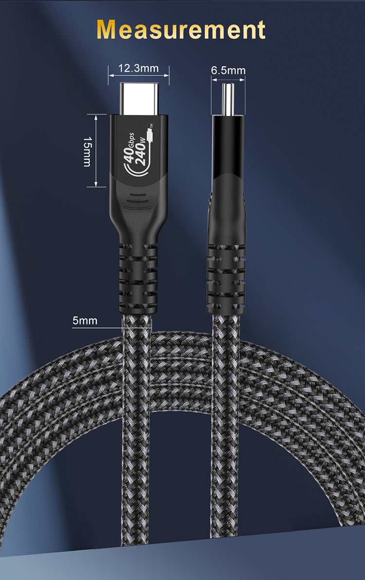 USB C High Speed Transmission USB4 Cable EPR 240W 40Gbps 8K 60Hz