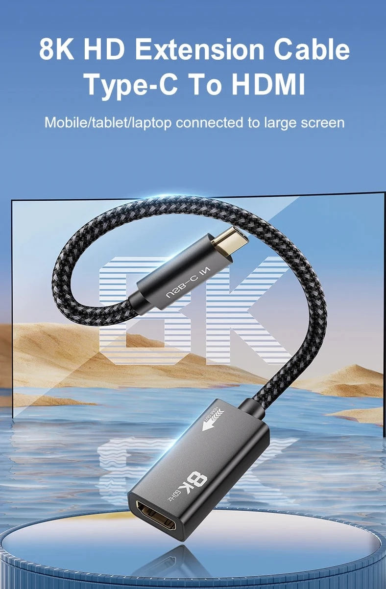 USB C Male to HDMI Female Video Extension Cable 8K 60HZ