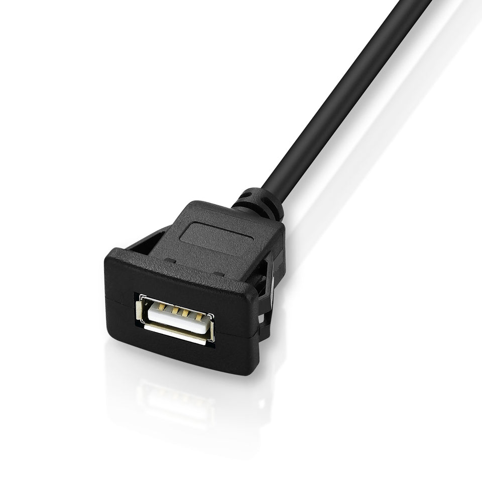 USB 2.0 A Male to Female Flush Mount Panel Cable Shielded For Car Motorcycle 1m