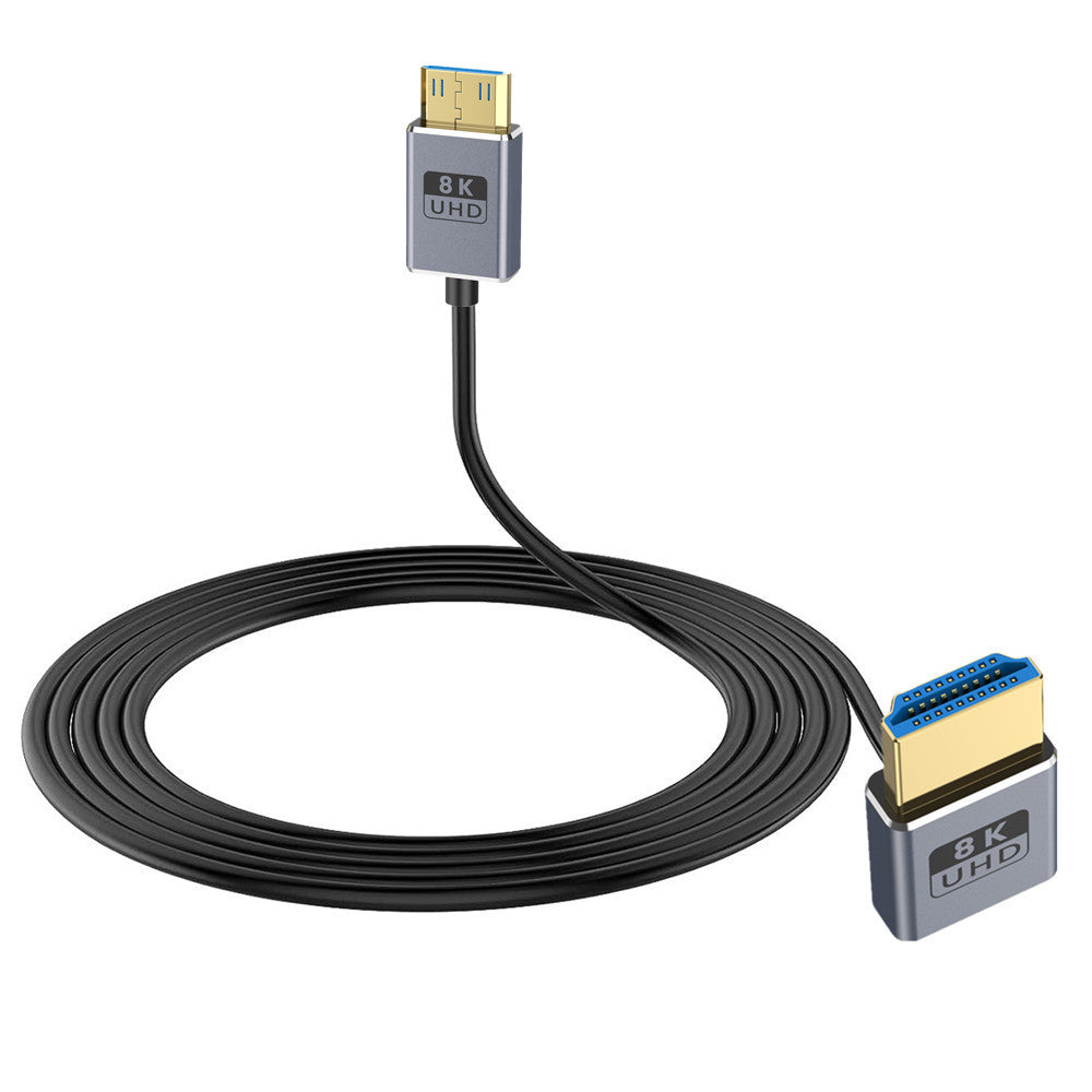 Mini HDMI to HDMI 2.1 Coaxial Extreme Slim Cable, 8K@60H Ultra High Speed 48Gbps | Down Angle