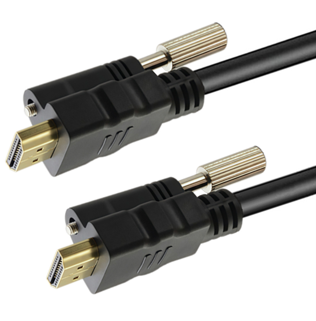 Two HDMI cables with gold connectors on a white background