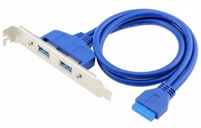 20Pin Motherboard Header Female to Dual USB-A 3.0 Female Panel Mount Cable 0.5m