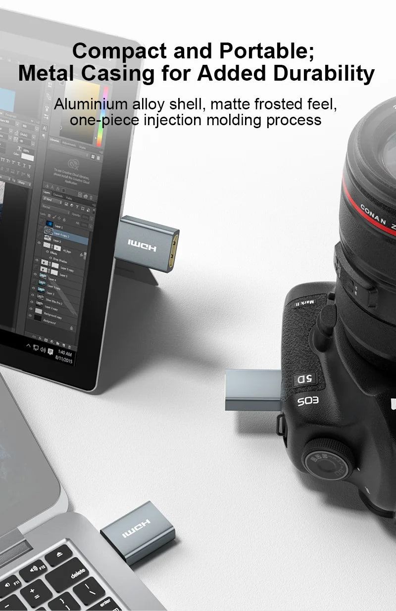 Mini HDMI to HDMI 2.0 Adapter – Bidirectional 4K 60Hz Gold Plated